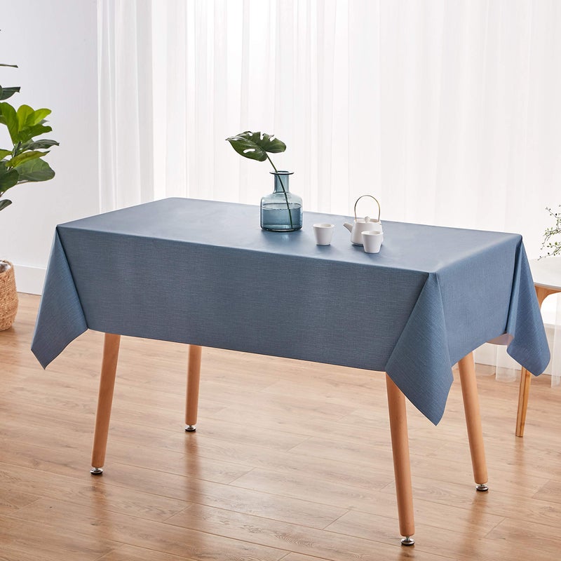 NLMUVW Blue Vinyl Tablecloth for Rectangle, Heavy Duty PVC Table Cloth Waterproof Oil Proof Wipe Clean Table Cover for Kitchen Dining Picnic, 54 x 78 Inch - Image 2